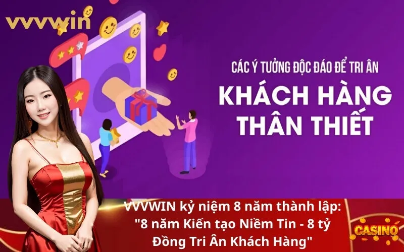 VVVWIN kỷ niệm 8 năm thành lập 8 năm Kiến tạo Niềm Tin - 8 tỷ Đồng Tri Ân Khách Hàng